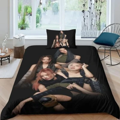 Image of EOASNRTCB Comforter Bedding Set for Kids Boys Girls Blackpink Print Duvet Cover Microfiber 3D Printed Quilt Cover,Room Decor Single（135x200cm）