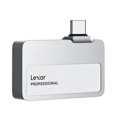 Image of Lexar Professional Go Portable SSD 1TB, Ultra Compact, Supports Apple ProRes, Up to 1050MB/s Read and 1000MB/s Write, USB 3.2 Gen 2, IP65 Dust Water Resistant, for iPhone 15/16 Pro, Silver