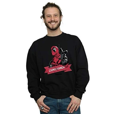 Image of Marvel Men&#039;s Deadpool Chimichanga Finger Sweatshirt Black Small