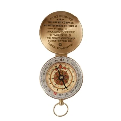 Image of Engraved Copper Compasses Vintage Direction Personalised Outdoor Navigation Tool Unique Gift Camping