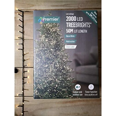 Image of Set of 2,000 Warm White LED TreeBright Christmas Lights with optional 8hr on/16h off Timer