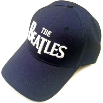 Image of The Beatles Baseball Cap Classic Drop T Band Logo Official Navy Blue One Size