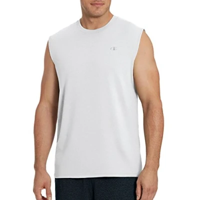 Image of Champion Men&#039;s T Shirt, Sleeveless, Tank, Classic Muscle Tee Top (Reg. Or Big &amp; Tall), White, XL