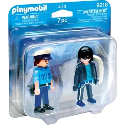 Image of PlayMOBIL 9218 Collectable Policeman and Burglar Duo Pack of 1, Fun Imaginative Role Play, PlaySets Suitable for Children Ages 4+