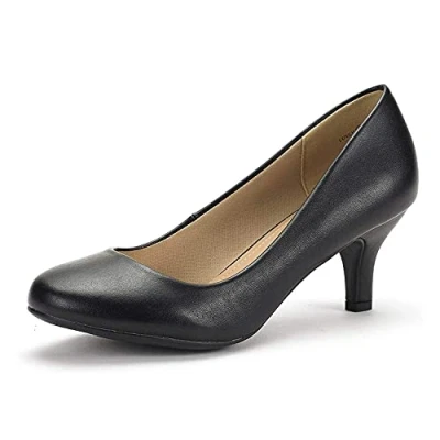 Image of DREAM PAIRS Women&#039;s LUVLY Court Shoes Sandals Bridal Wedding Party Low Heel Pump LUVLY,Size 6,Black/pu,LUVLY