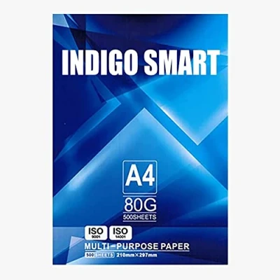 Image of indigo Smart A4 Multipurpose Copy Paper 80gsm Laser Fax Inkjet Offset 500 Sheets per Ream (1)