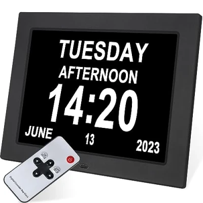 Image of Golony 9&quot; Large Digital Day Dementia clock for Seniors, Medication Reminders Calendar with of the Week, Date Time Elderly Vision Impaired, Memory Loss, alzheimers Black