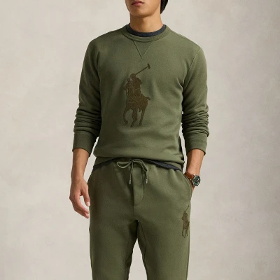 Image of Polo Ralph Lauren Leatherpony Doubleknit Sweatshirt Sweatshirt, Men&#039;s, Size: Large, Thermal green