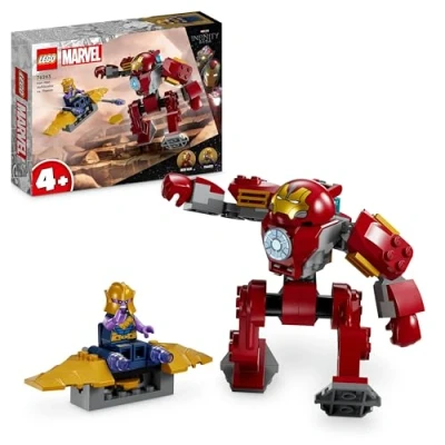 Image of LEGO Marvel Iron Man Hulkbuster vs. Thanos Playset for Kids Aged 4 Plus, Super Hero Action Based on Avengers: Infinity War, with Buildable Figure, Toy Plane and 2 Minifigures 76263