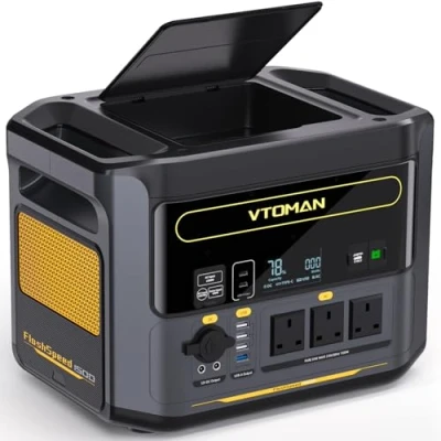 Image of VTOMAN FlashSpeed 1500 Portable Power Station 1548Wh/1500W(Peak 3000W) LiFePO4 Battery Powered Solar Generator, PD 100W USB Port, 12 Output Ports for Camping, Home Backup, Recharge 0 100% within 1H
