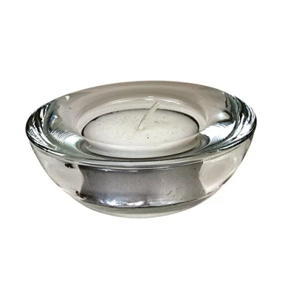 Image of Genware TLH7 Glass Round Tea light Holder, 75 mm Diameter
