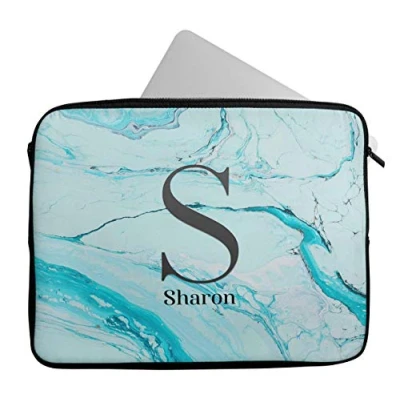 Image of Personalised Any Name Marble Design Laptop Case Sleeve Tablet Bag Chromebook Gift 26 (16 17 inch)