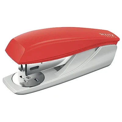 Image of Leitz NeXXt Recycle Small Stapler, 25 Sheets, with Mini Staple Remover, Includes 200 Staples, Steel &amp; Recycled Plastic, 100% Recyclable, CO2 Compensated, Eco Friendly, Range, Red, 56060025