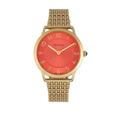 Image of Bertha Womens Abby Swiss Bracelet Watch Red Stainless Steel One Size