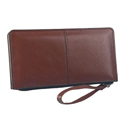 Image of HXT Women Wallet Purse PU Leather Long with Zipper Wallets Small Clutch for Smart Phone Coins Banknotes Mini Bag Ladies Brown
