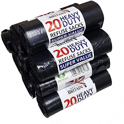 Image of 200 Medium Duty Black Refuse Sacks Rubbish Bags Bin Liners Large