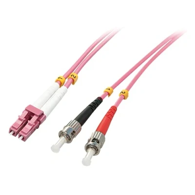 Image of Lindy Duplex Fiber Optic Cable, LC / ST OM4 2m 50/125 Pink