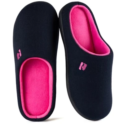 Image of RockDove Women&#039;s Original Two Tone Memory Foam Slipper, Size 7/8 UK Women, Dark Navy and Fuscia
