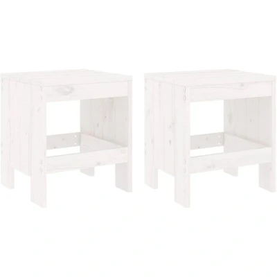 Image of vidaXL Garden Stools 2 pcs White 40x36x45 cm Solid Wood Pine
