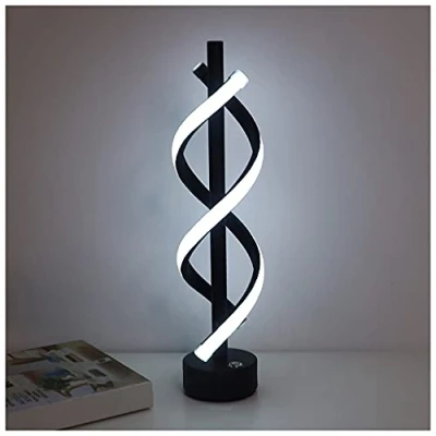 Image of Spiral LED Table Lamp Touch Control Bedside Adjustable Brightness Modern Black Desk for Bedroom Living Room Lounge Lighting Design,White Light