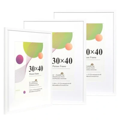 Image of Scholar Tree 30x40 picture Frame,3 Pack White,12x16 frame, Wooden Photo Frames with A4 Mount,with Wall Hanging