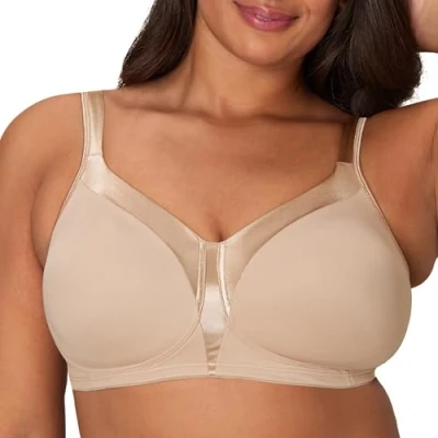 Image of Playtex Women&#039;s 18 Hour Silky Soft Smoothing Wireless, Full Coverage T Shirt Bra, Single Or 2 Pack, Opaque, Nude, 44C