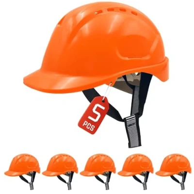 Image of MUSTBAU Hard Hats Construction Safety Helmet Wheel Ratchet Adjust Hat 52 66 cm for Scaffolding, and Tradesmen EN 397 (Orange, 5PCS)