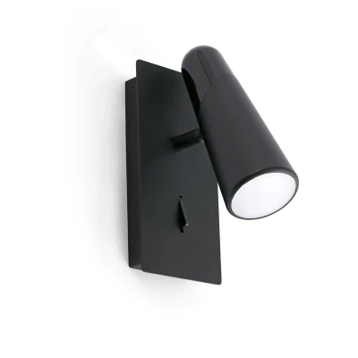 Image of Lao LED 1 Light Indoor Adjustable Wall Spotlight Black