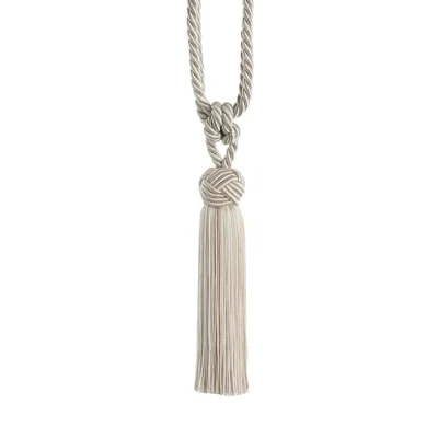 Image of Swish Cheviot Textured Turk&#039;s Head Knot Curtain Tie Back, Ivory