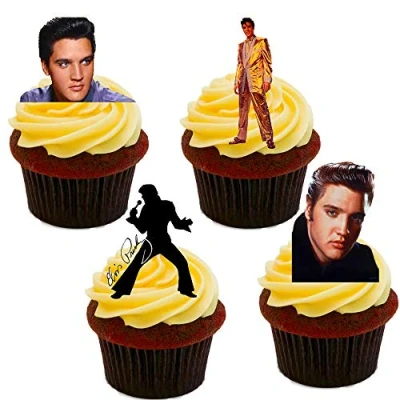 Image of Made4You Elvis Presley Pictures, Edible Cupcake Toppers Stand up Wafer Cake Decorations (Pack of 12)