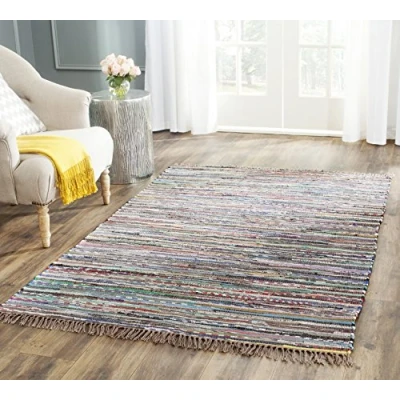 Image of SAFAVIEH Modern Rug for Living Room, Dining Bedroom Rag Collection, Short Pile, in Rust and Multi, 122 X 183 cm