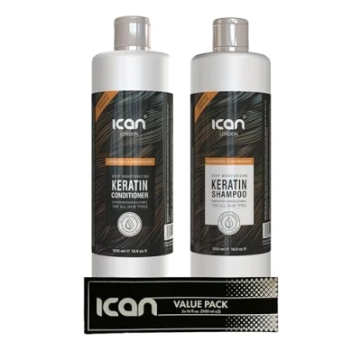 Image of ican London Keratin Shampoo &amp; nourishing sulfate free conditioner sets 500ml x 2