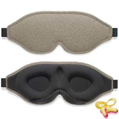 Image of 2024 Innovative Sleep Mask for Men and Women, Trilancer 3D 100% Light Blocking Design, Comfortable Eye mask, Blackout Blindfold Sleeping, Nap, Meditation, Travel, with Earplugs (Brown)