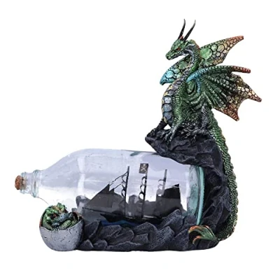 Image of Nemesis Now The Adventure Dragon Bottle Figurine, Green, 22cm (U6005V2)
