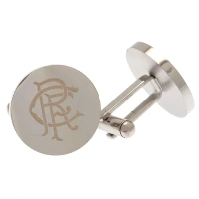Image of Rangers FC Stainless Steel Round Scroll Crest Cufflinks