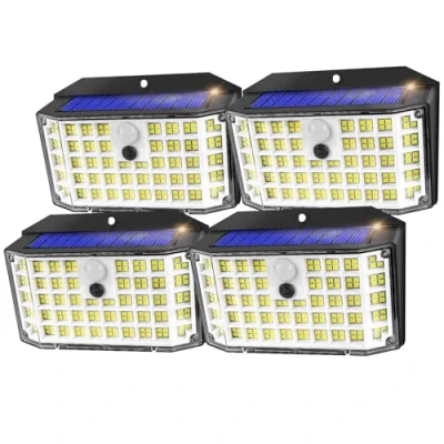 Image of Haokiang 4 Pack Solar Lights Outdoor Garden 2000LM IP65 270 3 Modes Security Motion Sensor Wall Wireless