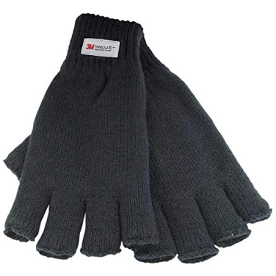 Image of Undercover Men&#039;s 1 Pair Knitted Fingerless Thinsulate Gloves GL131UCL Black L/XL