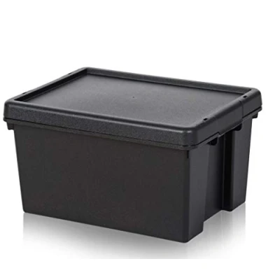 Image of Wham 3 x Bam Heavy Duty Recycling Box 16 Litres with Lid 39 29 21 cm Black