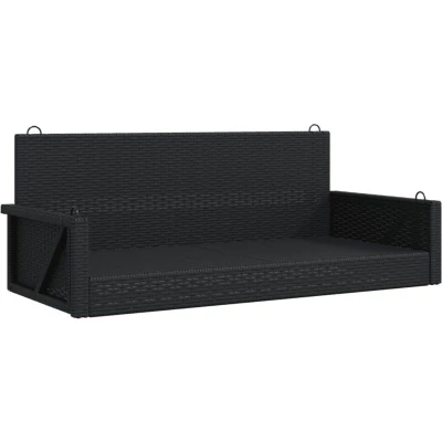 Image of vidaXL Swing Bench Black 119x56x48 cm Poly Rattan