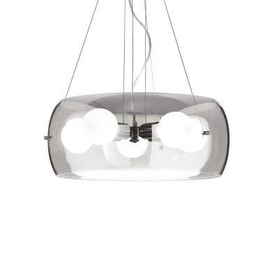 Image of Audi 5 Light Round Ceiling Pendant Grey, Smokey, E27