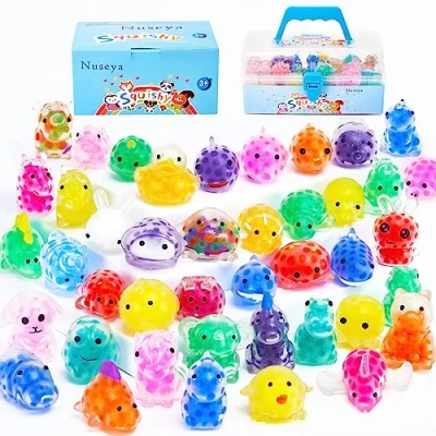 Image of Nuseya Squishy Toys 42 Mochi Soft Mini Squishies Animals Small Rewards for Party Favor Idea Bag Fillers with Box (No duplication)