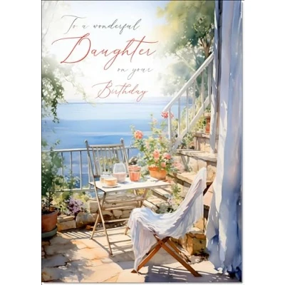 Image of doodlecards Daughter Birthday Card Amalfi Coast Large A4 Size with Plain Envelope