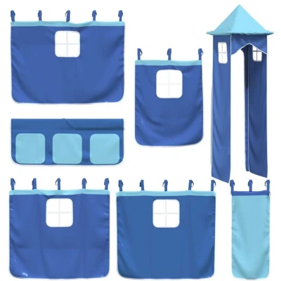 Image of vidaXL Curtains for Loft Bed with Tower Blue Polyester