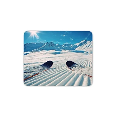 Image of Destination Vinyl ltd Skiing Mouse Mat Pad Ski Ski&#039;s Mountain Xmas Gift Computer PC #8114