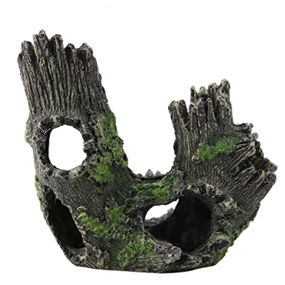 Image of Garosa Aquarium Driftwood Artificial Resin Tree Trunk Dodge Breeding Play House Roots Hollow Hole for Fish Tank Ornaments (ST 004B)