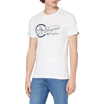 Image of Original Penguin Men&#039;s Combo Logo T Shirt, White (Bright White), Large (Size: L)