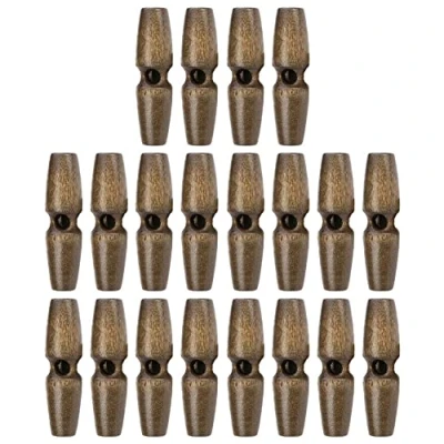 Image of Baokuan 20 Pcs Wood Toggle Buttons Single Hole Wooden for Coat Sewing Diy Accessories