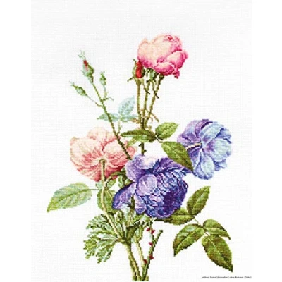Image of Luca S B2349 Flower Bouquet with Roses Cross Stitch Kit Cotton, Multi Coloured 19x25cm