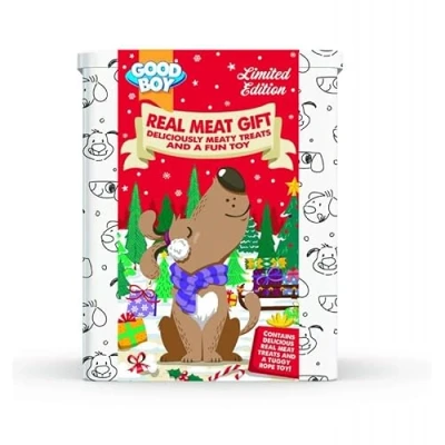 Image of Festive Meaty Dog Treats and Toy Selection Gift Box Limited Edition