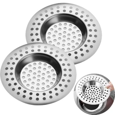 Image of 2 Pcs Sink Strainer, Stainless Steel Strainer Plug, Drain Hair Catcher, Protector Shower Cover, Stopper Filter for Kitchen, Bathtub, Bathroom, 2.95 &quot;/ 7.5 cm